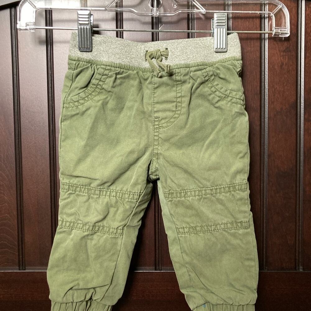 Cat & Jack Kids Joggers Boys Size 6-9 months Tan Green - Picture 4 of 9